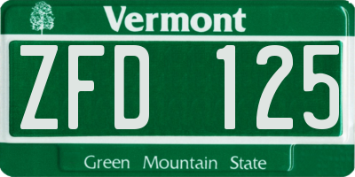 VT license plate ZFD125