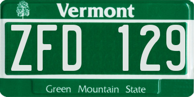 VT license plate ZFD129