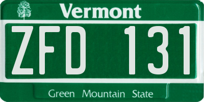 VT license plate ZFD131