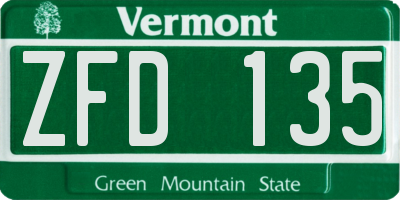 VT license plate ZFD135
