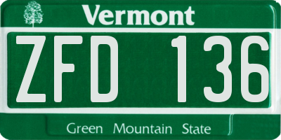 VT license plate ZFD136
