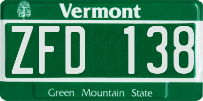 VT license plate ZFD138