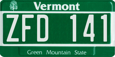 VT license plate ZFD141