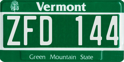 VT license plate ZFD144