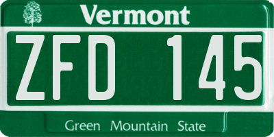 VT license plate ZFD145