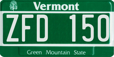 VT license plate ZFD150