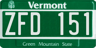 VT license plate ZFD151