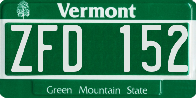 VT license plate ZFD152