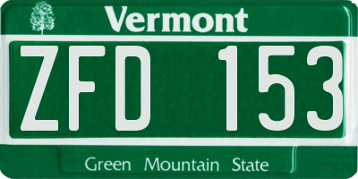 VT license plate ZFD153