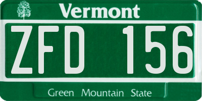 VT license plate ZFD156