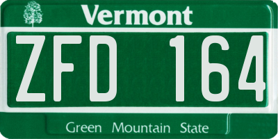 VT license plate ZFD164