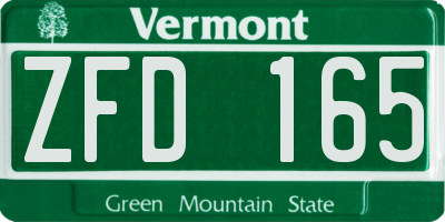 VT license plate ZFD165