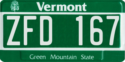VT license plate ZFD167