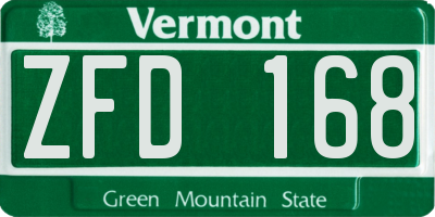 VT license plate ZFD168