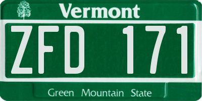VT license plate ZFD171