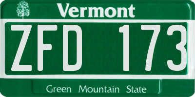 VT license plate ZFD173