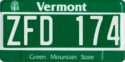 VT license plate ZFD174