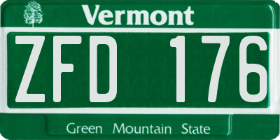 VT license plate ZFD176