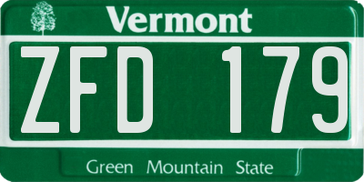VT license plate ZFD179