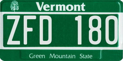 VT license plate ZFD180