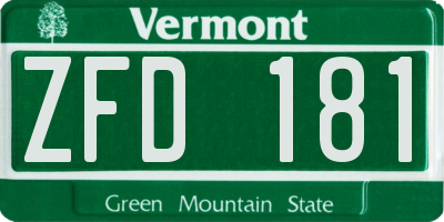 VT license plate ZFD181