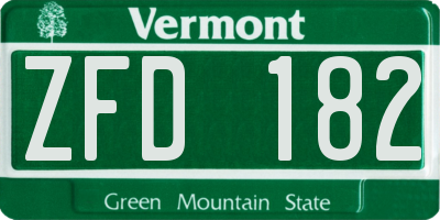 VT license plate ZFD182