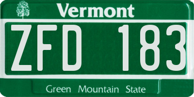 VT license plate ZFD183