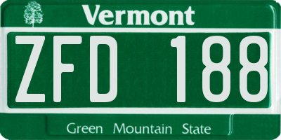 VT license plate ZFD188