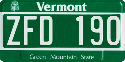 VT license plate ZFD190