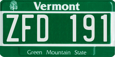 VT license plate ZFD191