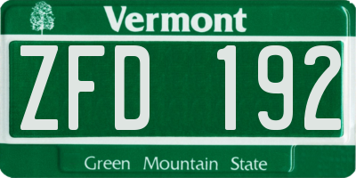 VT license plate ZFD192