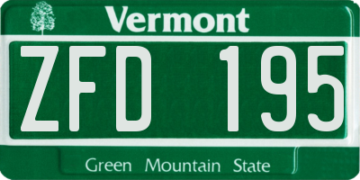 VT license plate ZFD195