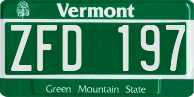 VT license plate ZFD197