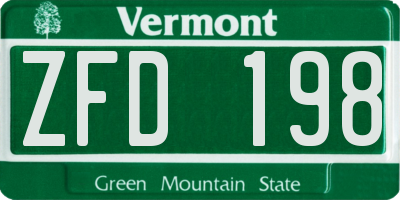 VT license plate ZFD198