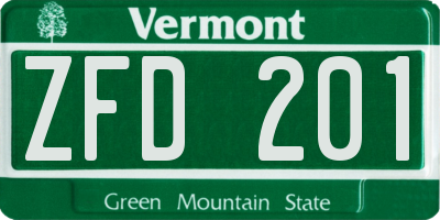 VT license plate ZFD201