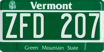 VT license plate ZFD207