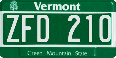 VT license plate ZFD210