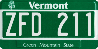 VT license plate ZFD211