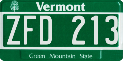 VT license plate ZFD213