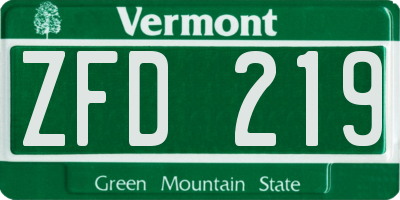 VT license plate ZFD219
