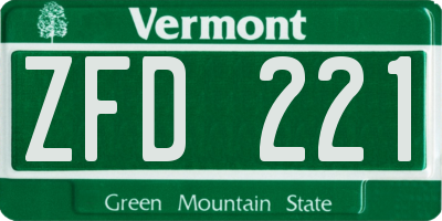 VT license plate ZFD221