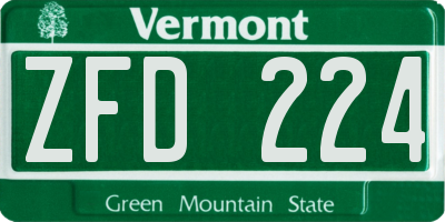VT license plate ZFD224