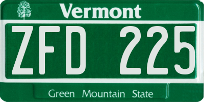 VT license plate ZFD225