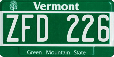 VT license plate ZFD226