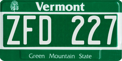 VT license plate ZFD227
