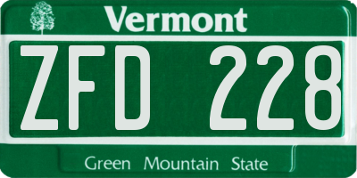 VT license plate ZFD228
