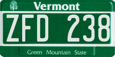 VT license plate ZFD238