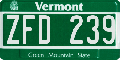 VT license plate ZFD239