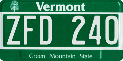 VT license plate ZFD240