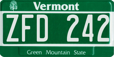 VT license plate ZFD242
